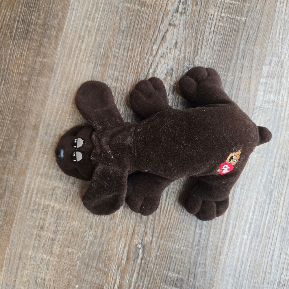Vintage 1985 Tonka Pound Puppies Newborn Dark Brown Dog Plush Toy Retro